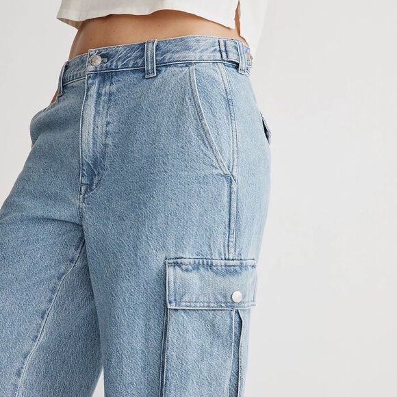 Madewell Low-Slung Straight Cargo Jeans Size 33 in Coleman Wash NWT - Picture 5 of 10